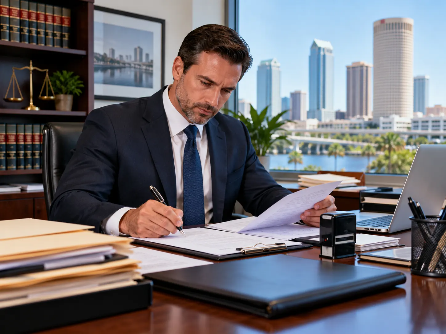 Legal professional preparing affidavit and proof-of-service documentation