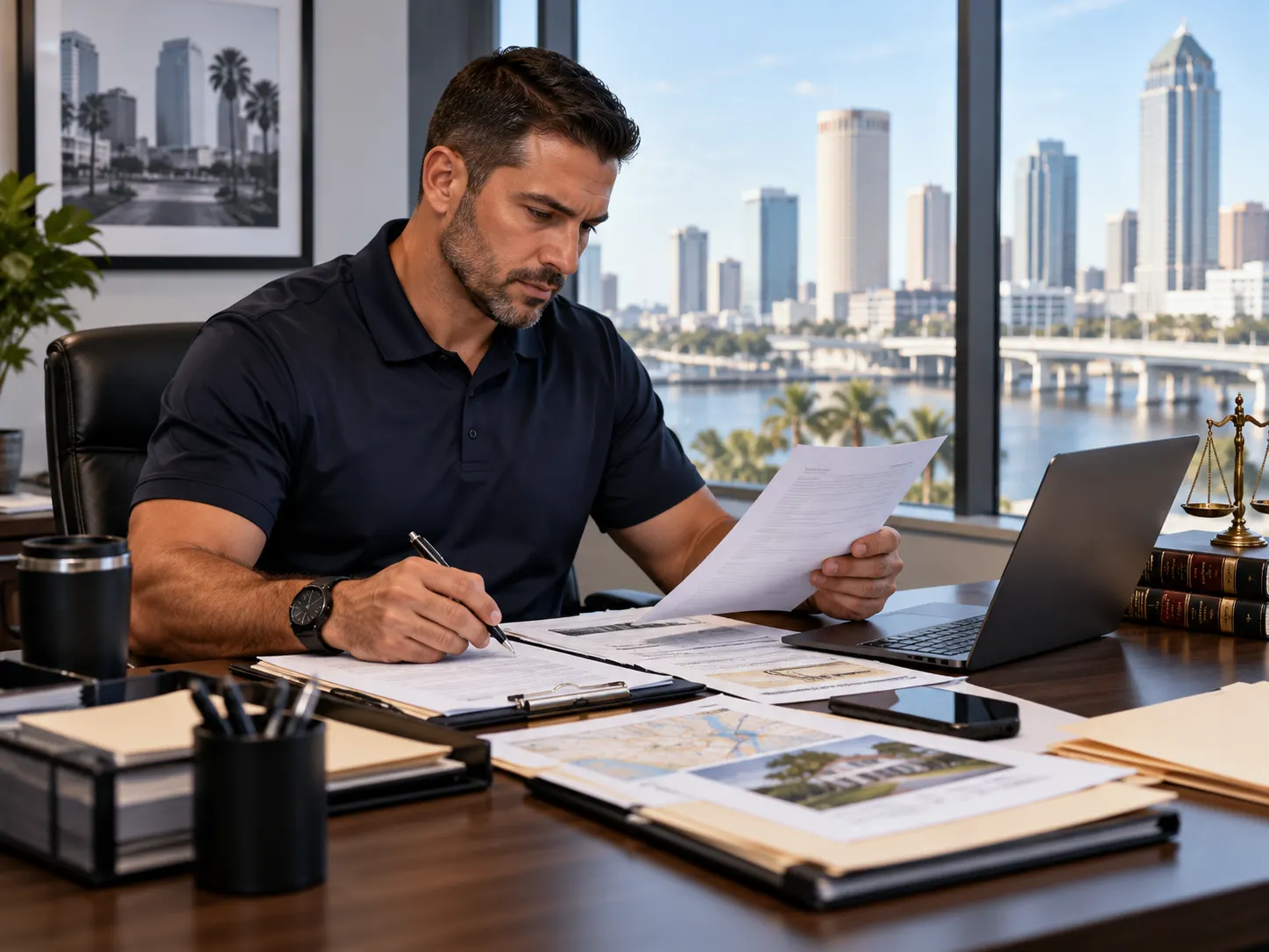 Process server reviewing documents and service details before an assignment